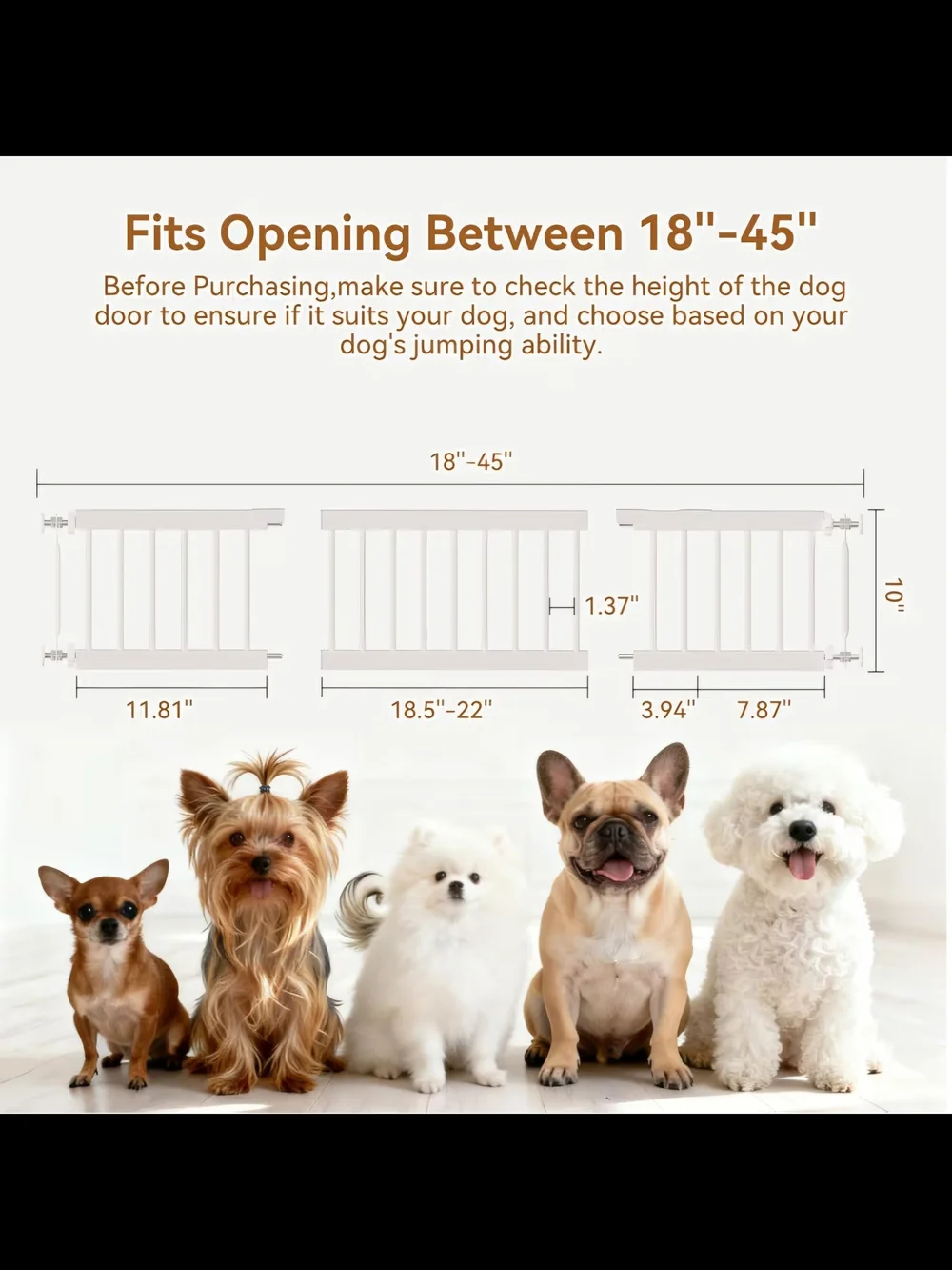 Adjustable White Pressure-Mount Pet Safety Gate for Dogs